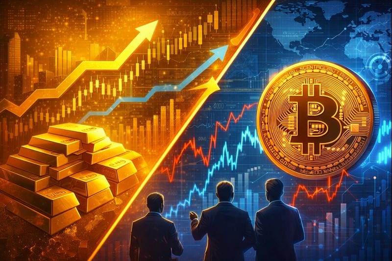 Gold and Bitcoin market comparison showing price movement and value shift